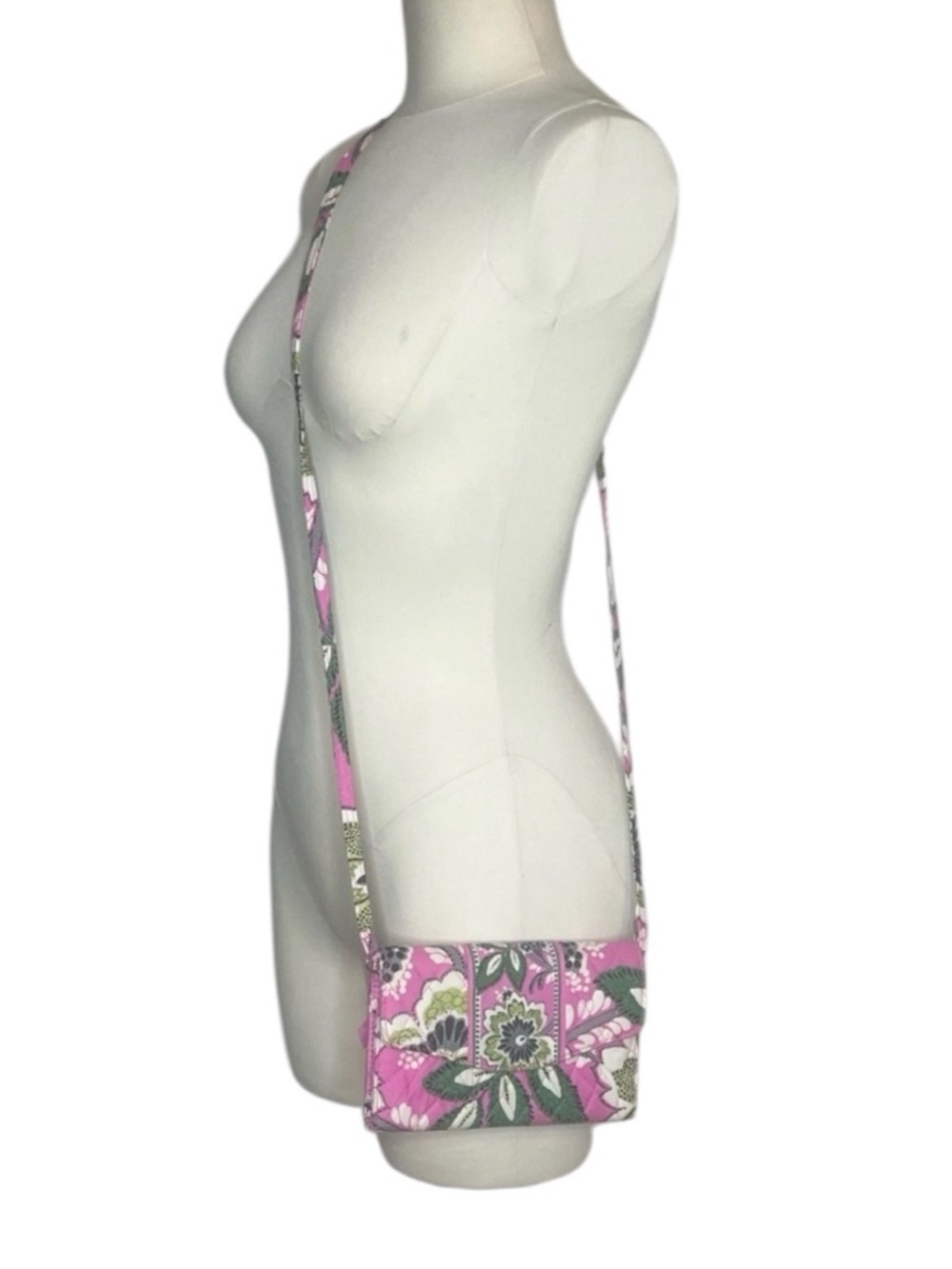 Vera Bradley quilted crossbody strap wallet in Priscilla pink